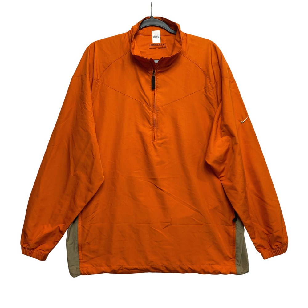 Nike Windbreaker Mens Large Orange Quarter-Zip Nike Golf Pullover Jacket